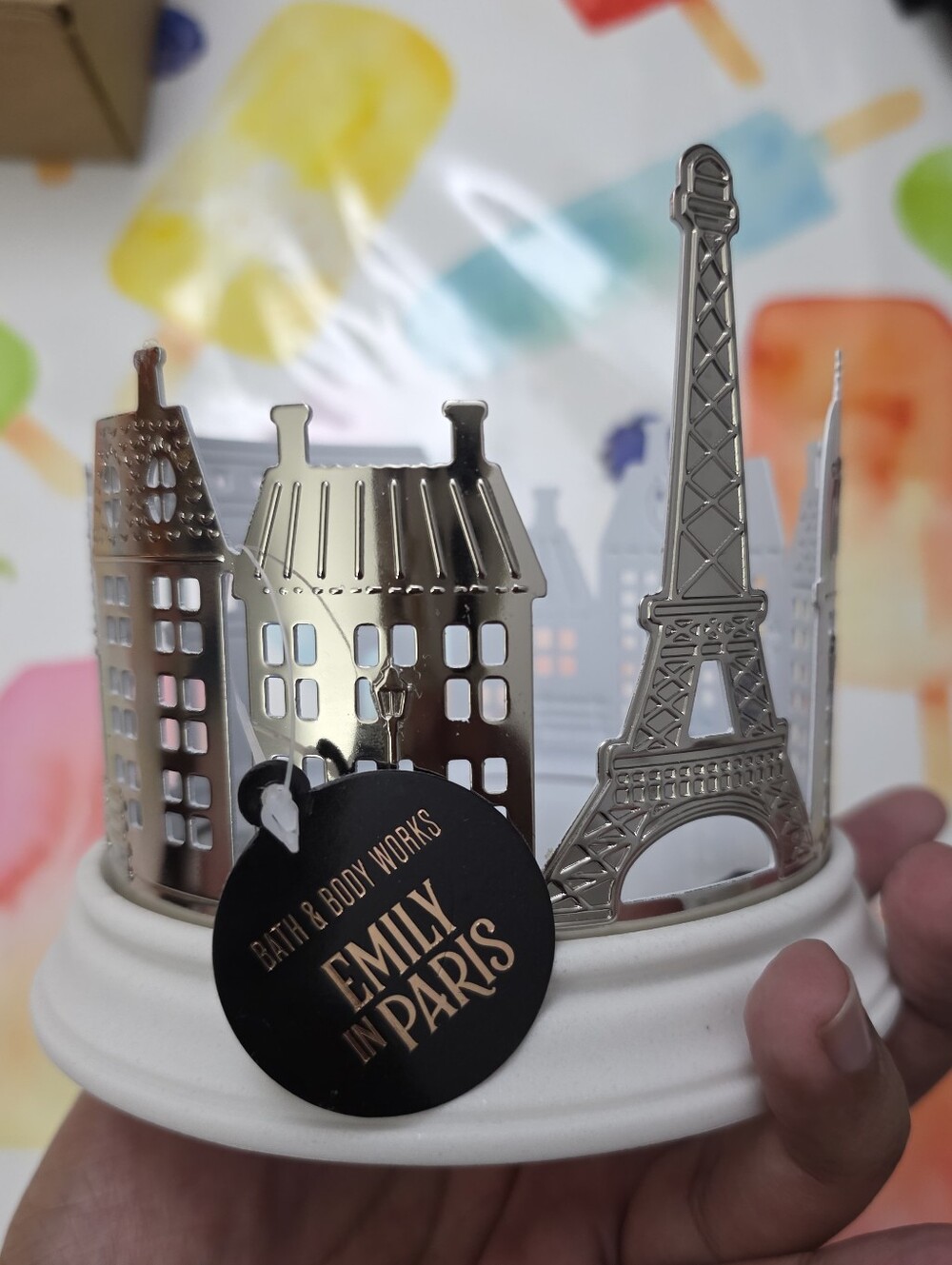 Bath Body Works Emily in Paris Silver Eiffel Tower Candle Holder Sleeve NEW RARE